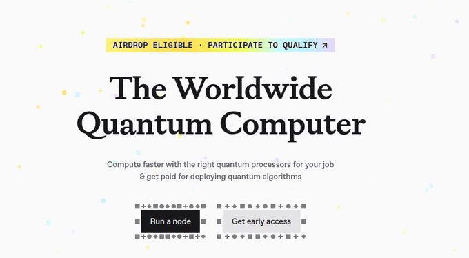 The image shows an advertisement for a new computer program called "The Worldwide Quantum Computer" that is designed to help people learn about and understand the concept of quantum computing. The website features a white background with black text, which includes information on how to participate in the program, what it does, and how to get paid to use it. There are also buttons for signing up, viewing the details, and running a test.