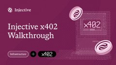 Images should be clear enough for a reasonable viewer to understand them easily. The image description provides context about a product called Injective X402 Walkthrough. It implies that this product, which costs $0.02 each, can create an AI agent that fetches real-time market data from the internet, making it highly economical and cost-effective for businesses looking to leverage artificial intelligence capabilities on their own.