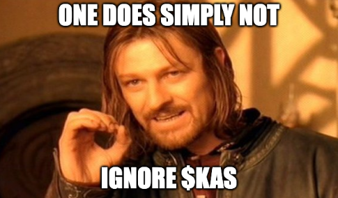A meme featuring Boromir from Lord of the Rings with the caption 'ONE DOES SIMPLY NOT IGNORE $KAS'.