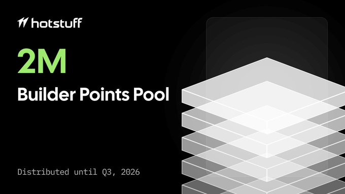 The image depicts a poster for an app called "Hotstuff", which provides a dashboard for trade activities related to cryptocurrencies, specifically showing a build points pool of 2M. The poster features various texts providing information about the app and its features.