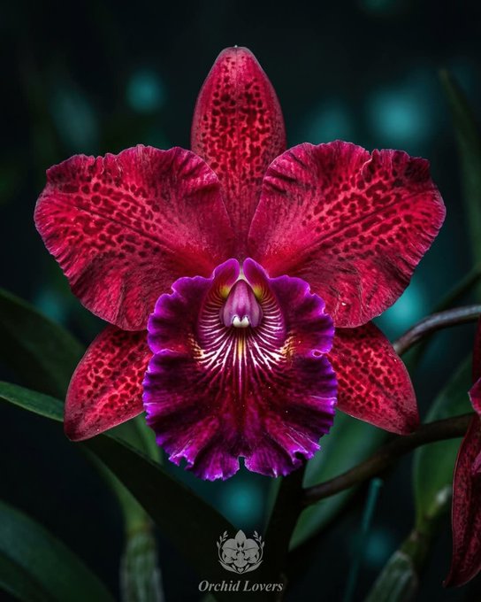A close-up photograph of a vibrant magenta and purple orchid flower with intricate patterning, labeled 'Orchid Lovers' at the bottom.