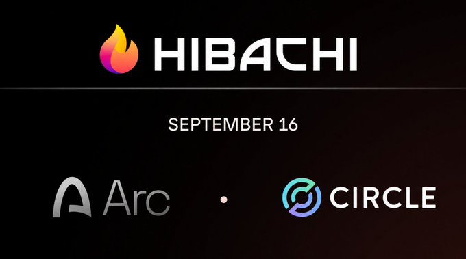 A promotional graphic for 'HIBACHI' dated September 16, featuring logos for 'Arc' and 'CIRCLE' on a dark background.