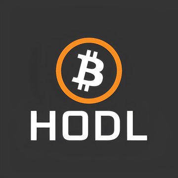 A minimalist logo design featuring the Bitcoin symbol inside an orange circle with the word "HODL" in bold white letters on a dark background.