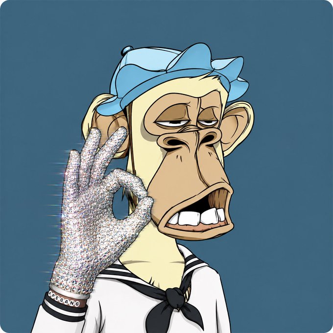 A Bored Ape NFT wearing a sailor hat and neckerchief makes an "OK" hand gesture with a diamond-encrusted hand and a bracelet reading "CODEGANG," visually embodying the "Diamond Hands" phrase and meme culture referenced in the post.