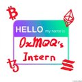 A simple hand-drawn graphic with Bitcoin logos and handwritten-style text reading 'HELLO OxMoa's Internet' on a white background.