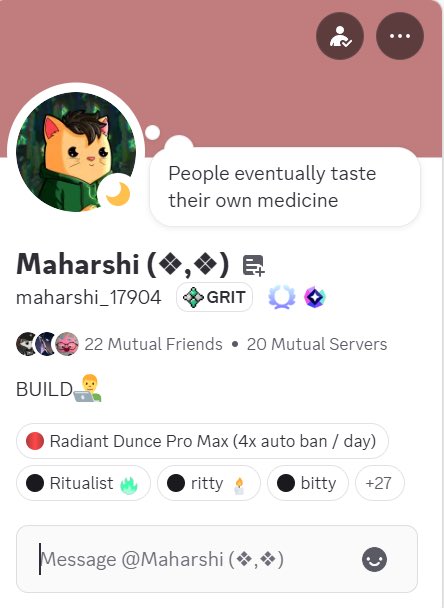 The image shows a social media post with a pink background, featuring a cartoon cat wearing a green sweater. The post includes text that reads "People eventually taste their own medicine", which seems to be a reference to the idea of people relying on their own experiences rather than seeking help from others. Additionally, there is a message in the image that says "@MadScientist" and "@joshsimenhoff". This might indicate that someone has shared this post with these two individuals or that they are part of an online community discussing various topics related to science and technology.