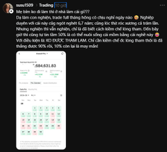 A Vietnamese-language Twitter post by user 'suzu1509' with the hashtag '#Trading' discussing the significant 4-hour rise of the cryptocurrency DADDY LANE (TROLL).