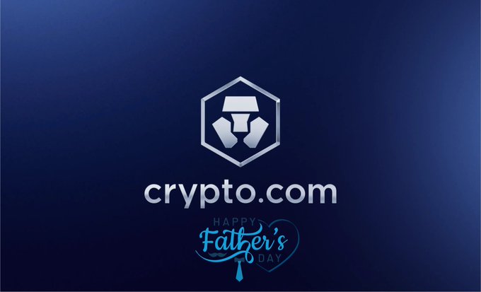 The image features a blue background with the words "Happy Father's Day!" written in white letters at the bottom right corner. The text also includes information about cryptocurrency and how it can be used for father's day celebrations, such as depositing funds into an account or using it as a gift.