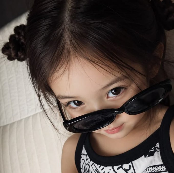 A young girl with braided hair playfully peeks over a pair of black sunglasses she's playfully wearing low on her nose, paired with a graphic black and white tank top. The caption "Goodnight CT / Another day of showing up, completing my @sleepagotchi routine, and stacking a few more points. Progress doesn't always come from big moments, sometimes it's just doing the little things every day. Time to recharge and do it all again tomorrow. gSleep, Dino" suggests a bedtime routine post, with the girl's cheerful wink and the intimate close-up conveying the cozy, end-of-day vibe.