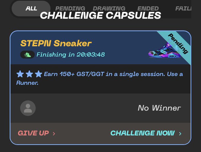 The image shows a post about a challenge called "Challenge Ccapsules" that involves running with a special sneaker, which has a unique design. The post also mentions that there are three stars for those who participate in the challenge. The post is titled "All Challenge Capsules", and it seems to be an advertisement or promotion related to the challenge.