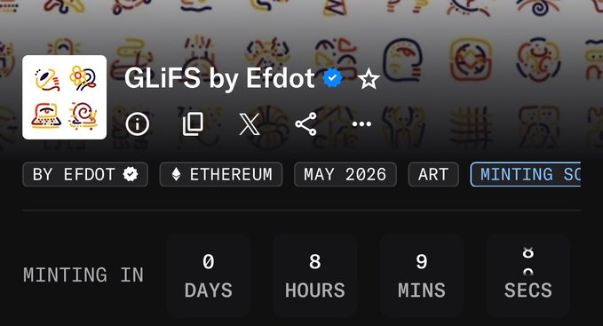 The image shows an open webpage with a list of gaming terms displayed in black text against a light brown background. At the top of the page, there's an icon that appears to be from the video game Glifs by Efdot, which is also accompanied by its own icon. The main content section features various gaming-related terms such as "Minting In", "Art", and "8hrs Matrix". The title "GliFS by Efdot" can also be found on the page.