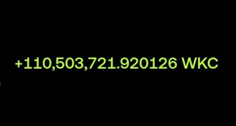 The image features a black background with white text that reads "+ 110,5030,7,21,9,2,061,WKC". The text is written in green and yellow colors against a black background.