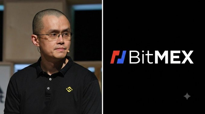 A man with glasses and a black polo shirt on the left, paired with the BitMEX logo on a black background on the right.
