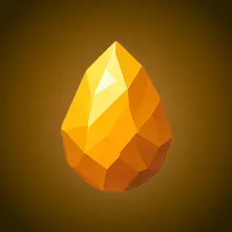 3D rendered low-poly golden/yellow crystal or gem floating against a dark brown gradient background.