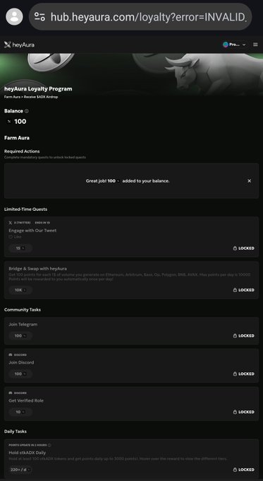 The image shows a screenshot of a webpage that displays information about a rewards program for users who have already joined the site. The text on the screen indicates that the user has already joined the site, and they can access various rewards by participating in different actions such as farming, trading, or bridging. The post also mentions that every onchain action counts towards earning rewards, which means that each transaction contributes to the user's reward points.