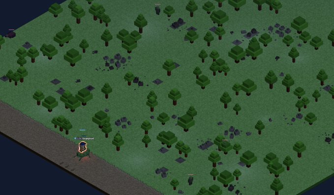 A screenshot from a top-down video game shows a player character named "Swaglord" standing in a forested area with trees and rocks scattered across a green field. The image relates to the post about "$KINS" (Kin cryptocurrency) by providing a visual reference to the gaming context, possibly from the Kin-backed game development mentioned in the post.
