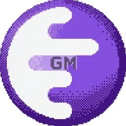 A purple circular logo with a white stylized 'E' or 'C' shape and the letters 'GM' in the center.