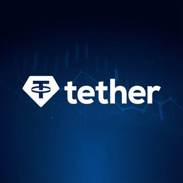 The Tether logo appears on a dark blue background with subtle chart-like graphics, accompanying news that Tether reported Q2 net operating profit of $1.5 billion, with its USDT stablecoin supply reaching $184.6 billion and extending its market share above 60%.