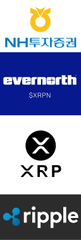 A vertical strip showing logos for NH농협은행 (NH NongHyup Bank), evernorth, XRP, and ripple cryptocurrency.