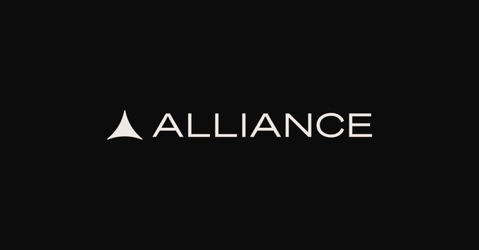 The image displays the white "ALLIANCE" logo with its triangular emblem on a black background, serving as the branded visual accompanying the post's reminder that the ALL18 application deadline is tomorrow at midnight PST and directing viewers to alliance.xyz.