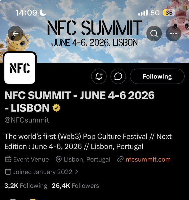 The image shows a social media post for an upcoming event at the NFC Summit, which appears to be a pop culture festival or music festival. The post includes details about the event's location, date, time, and other relevant information. It also mentions that there are already many people who have joined the event, indicating its popularity and interest among attendees.