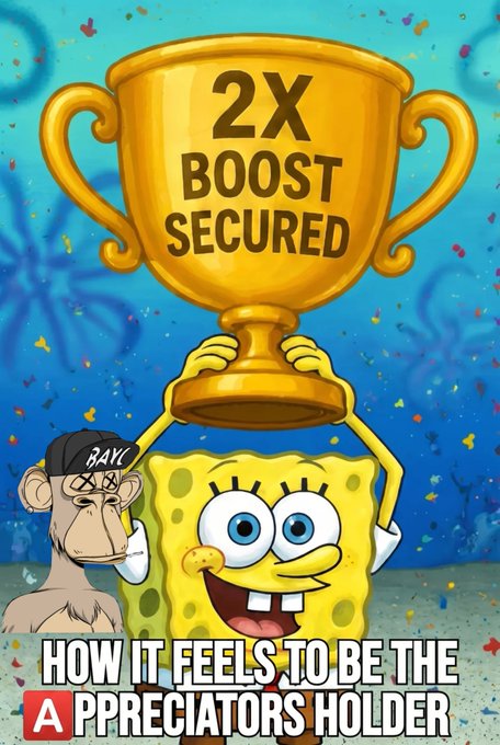 The image features a cartoon character, Spongebob Squarepants, holding up a gold trophy with his arms while another cartoon character, a monkey wearing a hat, stands next to him. The text above them reads "How it feels to be the precribators holder".