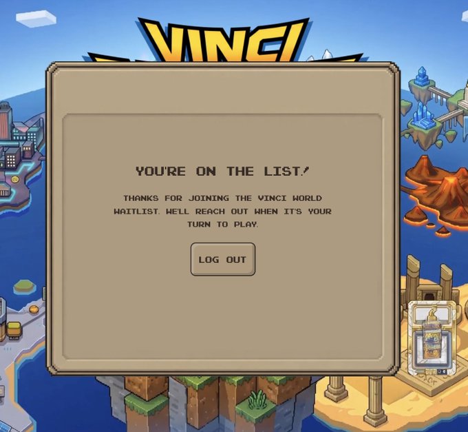 The image shows a screenshot of an older game, possibly from the early days of video gaming. The main focus is a program called "vinci", which was developed by someone named Vincent. The game has been taken over and remade as a digital game and is now displayed in the bottom right corner of this screenshot. A post can be seen, stating that one is on the list to join the vineci world. It's also pointed out that the logout button should be pressed for more information about the game. The screen shot appears to depict a conversation or a discussion related to the game and its remastered version.