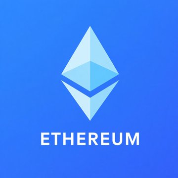 The Ethereum cryptocurrency logo (a diamond/octahedron shape) displayed on a blue gradient background with the word 'ETHEREUM' beneath it.