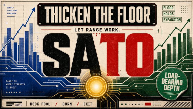 The image features a poster for a product named "Sato", which is a company that focuses on creating heavy machinery, especially for industrial work. The poster shows a black, red, and white logo representing the brand name Sato and features text about the company's products and services, such as its ability to thicken the floor of an area before amplifying the effect with added noise and vibration. The poster also emphasizes that "SATO" is a hook pool designed for heavy-duty industrial use, offering high performance load-bearing capacity and strict exit rules to ensure safety standards are met.