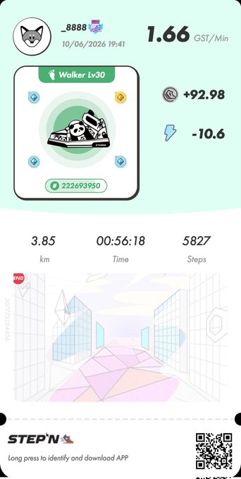 The image shows a phone screen displaying a fitness app that tracks steps taken, calories burned, and distance traveled during a walk. The app also provides information about the user's location and the time of day. The screen displays a map with a pink building in the background, indicating the user is walking through an urban area.