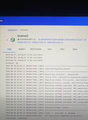 A GitHub repository page for 'testnet2' by patrickstevens, with text 'A python test node docker-compose, in Python 2.6+' and various file directories visible.