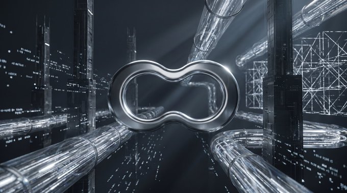 The image features a large silver circle with a smaller silver circle inside of it, surrounded by numerous pipes that extend into the distance. The background is dark, creating an atmosphere reminiscent of a futuristic setting or space-themed environment. The caption above the image reads "It is hilarious to see people freaking out about blockchain transaction speeds as if they were unaware that data propagation is the actual bottleneck holding the industry back". This statement highlights the humorous disconnect between people's expectations and the reality of how blockchain technology works, which can be quite complex due to the underlying network infrastructure.