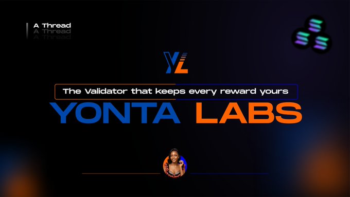 The image features a woman with black hair wearing a blue top, who appears to be a social media influencer or content creator promoting @YontaLabs. She is standing against a dark background, which contrasts with her vibrant outfit. The image also includes text that reads "The validator that keeps every reward you." and "The validator that keeps every reward you.", suggesting the importance of using @YontaLabs as a validator for gaining rewards in the cryptocurrency market.