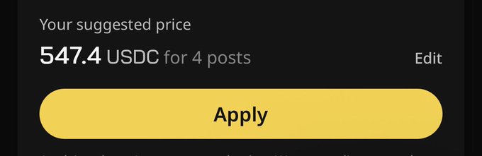 The image features a text box with an attached button, which displays the words "Your suggested price" and "Applying". It seems that someone has recently posted or edited this message on social media, possibly for sharing a product or service. The specific context of the post is not provided in the image itself.