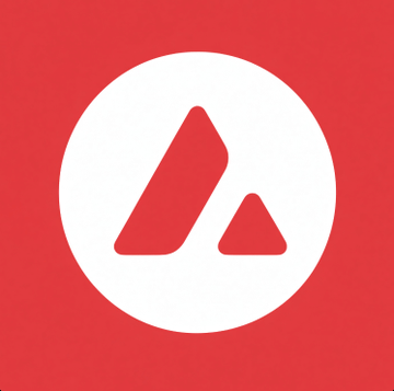 A simple logo consisting of a red stylized 'A' shape inside a white circle on a solid red background.