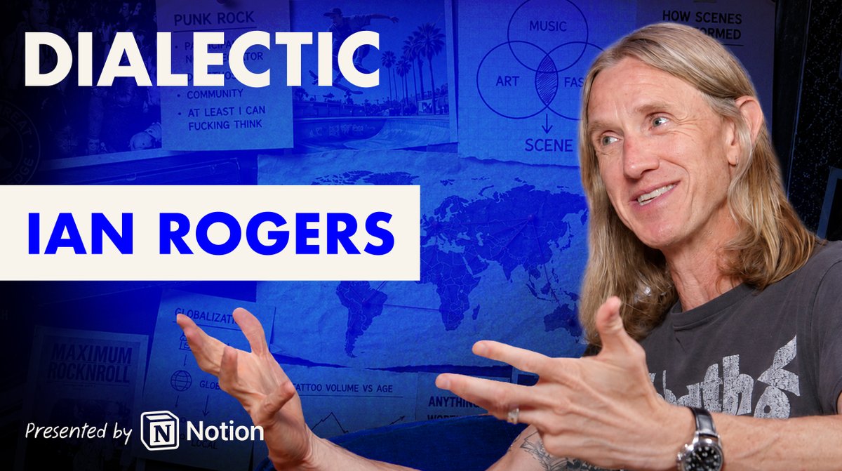 Ian Rogers, former CEO of Beats Music and current LVMH exec, is featured on the "Dialectic" podcast series, presented by Notion, discussing his career spanning file sharing, streaming, crypto, and AI across music, art, and fashion industries.