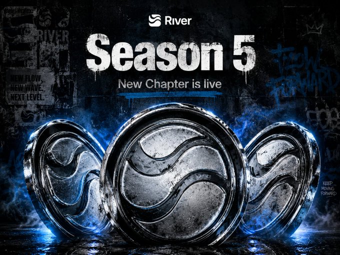 urn of water with a blue and white logo, accompanied by the text "Season 5 NEW CHAPTER IS LIVE" against a black background.