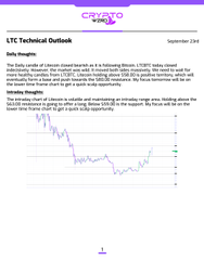 Another page from the 'BTC Technical Outlook' document, featuring an 'Industry thoughts' section discussing Lincoln Financial's maintenance margin requirements and a line chart showing a volatile trend.