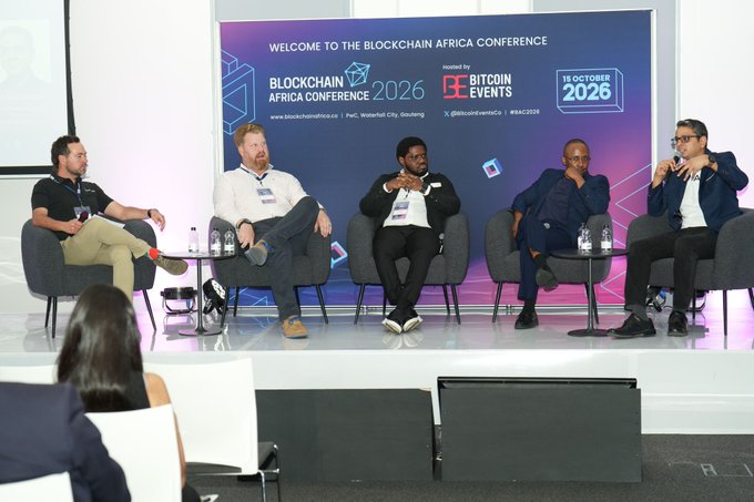 A panel discussion at the Blockchain Africa Conference 2026, hosted by Bitcoin Events, taking place at Waterfall City, Gauteng on 15 October 2026.