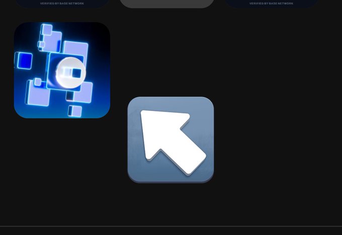 The image shows a computer screen with two icons displayed, one of which is an arrow pointing up. The other icon is a square with a white "A" inside. The text above the image reads "Does anyone in BaseApp have the Access NFT shown in the image? It might mean nothing at all, or it might provide serious advantages down the line."