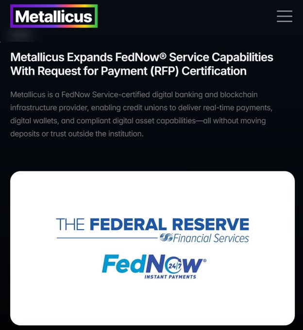 The image displays a phone screen with an advertisement for a new credit card company. The company's name, "XRPC", can be seen at the top of the ad. The text below promotes the company's services related to cryptocurrency payments, such as 'Bitcoin.' Additionally, there are two other logos displayed in the image: one representing the Federal Reserve and another representing FedNow's instant payments services. This advertisement likely emphasizes the potential benefits of using XRPC for managing cryptocurrency transactions and making purchases quickly with their services.