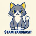 A small digital avatar of a cute gray cat character with the text 'STAMIYANOJACAT' underneath on a yellow background.