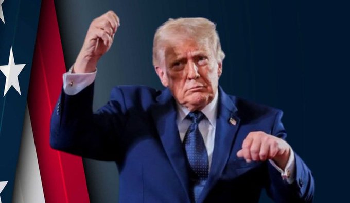 A photo of Donald Trump in a blue suit is used to represent the Trump administration's consideration of a Strategic Bitcoin Reserve, as indicated by the accompanying text about #bitcoin and #crypto.
