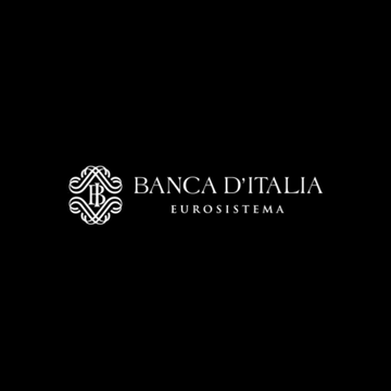 The white logo and text 'BANCA D'ITALIA EUROSISTEMA' are displayed on a solid black background.