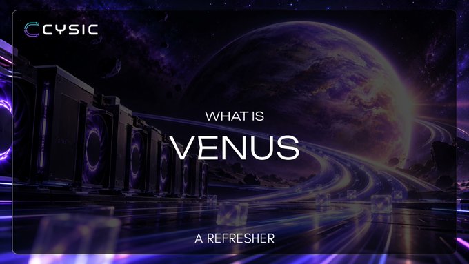 A purple space-themed graphic with the CYSIC logo asking 'WHAT IS VENUS - A REFRESHER,' showing servers against a planetary backdrop.