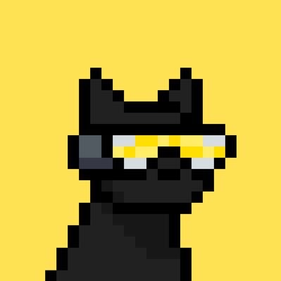 A pixel art black dog wearing sunglasses, set against a solid yellow background. The image pairs with the post's defiant "Doginal Dogs" message, projecting a cool, confident persona that embraces the resilience expressed in the text.