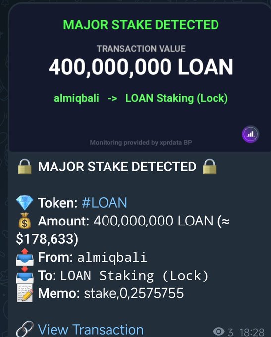 The image contains a list of financial data, including the amount of money involved in a major stake detected by a user named Whale Watcher. This information is displayed alongside other items such as account details and token amounts. The main focus of the image is on the amount of money being staked, which stands out among the various transactions shown.