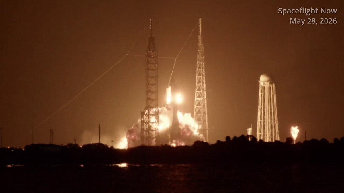 The image shows a rocket launch taking place at night, with the rocket launching into space as seen from Earth. The photo has been edited to include a caption that reads "Spaceflight Now" and "May 28, 2016". This suggests that the image was taken on May 28th, 2016, possibly during the Spaceflight Now event.