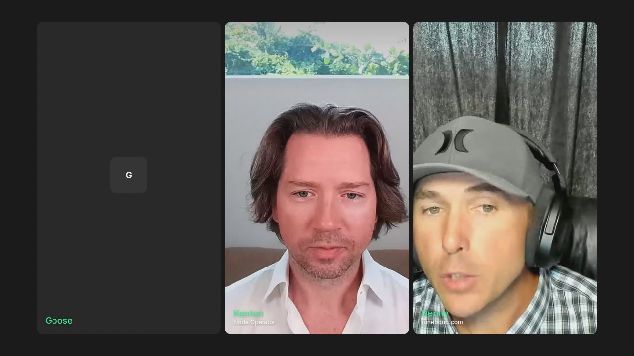 In the image, there are three distinct photos of people, each capturing a different moment or aspect of their appearances. The first photo shows a man with a beard wearing a gray cap, possibly taking part in an online meeting via a webcam. The second photo features another person wearing a white shirt and a black baseball cap, possibly also involved in the same virtual gathering. The third photo includes the final man, who is wearing a blue baseball cap, suggesting that he has just finished or is about to join the meeting. All three photos are displayed side by side on a single monitor screen, creating an organized visual representation of the current online event they are all partaking in.