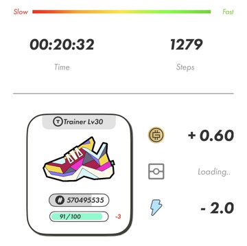 !!![image of a phone screen with an app icon that displays information about exercise intensity, time duration, and steps taken. The icons include one for a sports shoe, the step counter at the top right corner, and the progress bar below displaying the current speed and remaining distance on the timer. The post also mentions the "TrainingLV30" workout mode which may be related to the icon of a sports shoe.